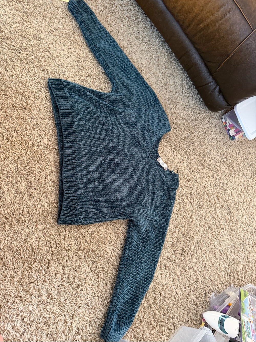 Pink Rose Teal Crewneck Sweater